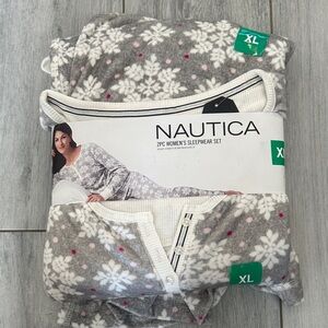 Nautica Women's Snowflake Pajama Set in Gray and Pink
